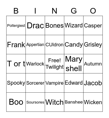 Senior spooky bones Bingo Card