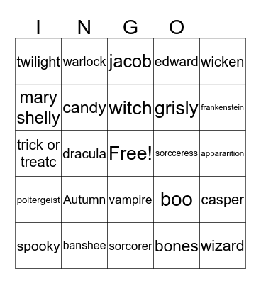 howleen Bingo Card