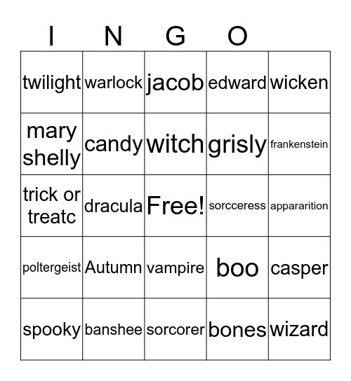 howleen Bingo Card