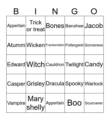 Halloween-Sam  Bingo Card