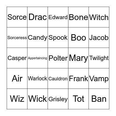 Halloween-Wyatt Larson Bingo Card