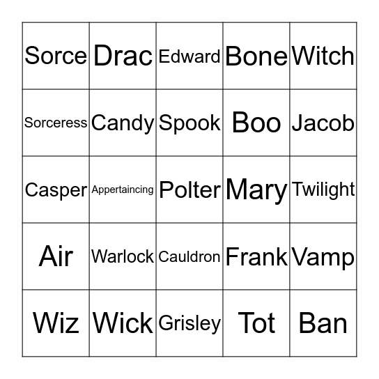 Halloween-Wyatt Larson Bingo Card