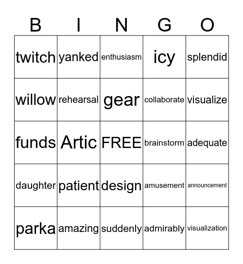 Reading Street Q1-3 Bingo Card