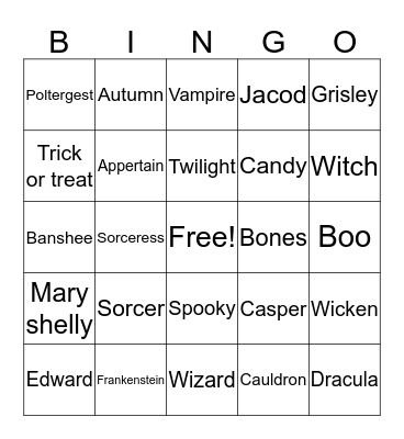 Halloween Keely Bingo Card