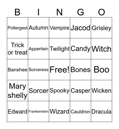 Halloween Keely Bingo Card