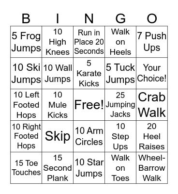 Fitness Bingo! Bingo Card