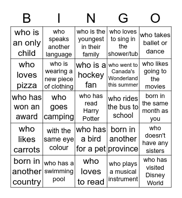 Someone... Bingo Card