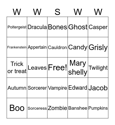 Halloween-Adam Bingo Card