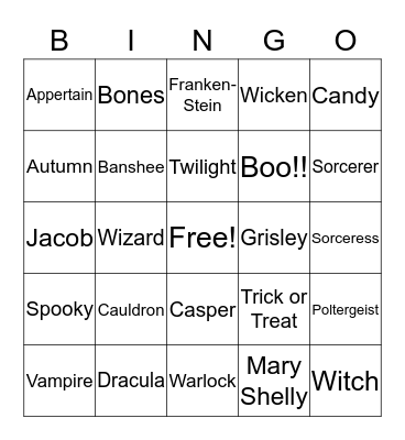 HALLOWEEN- Lily Dodge Bingo Card