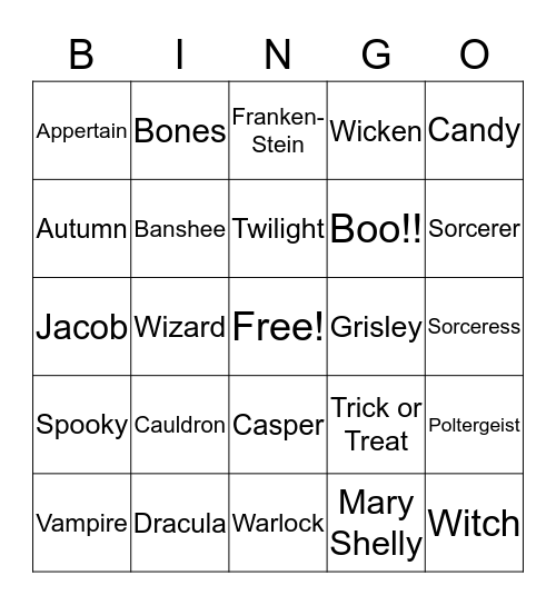HALLOWEEN- Lily Dodge Bingo Card