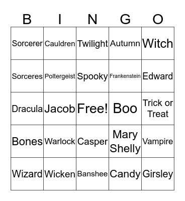 Halloween Michael Bingo Card