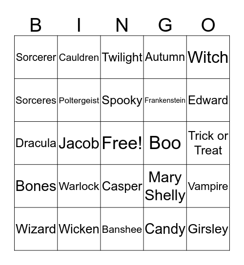 Halloween Michael Bingo Card
