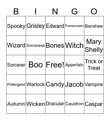Claire Bingo Card