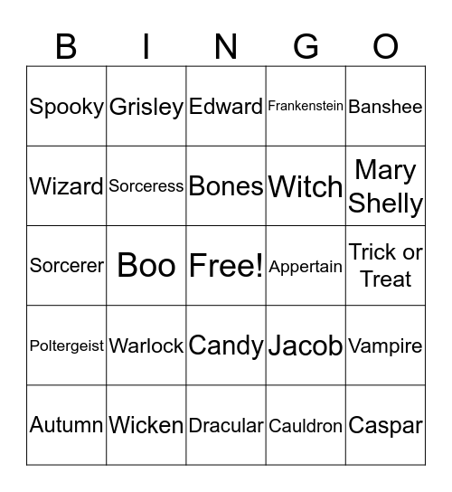 Claire Bingo Card