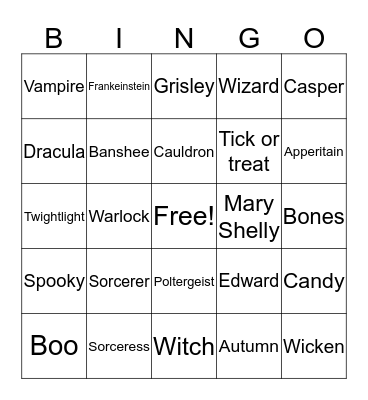 Halloween-Aja Briggs Bingo Card