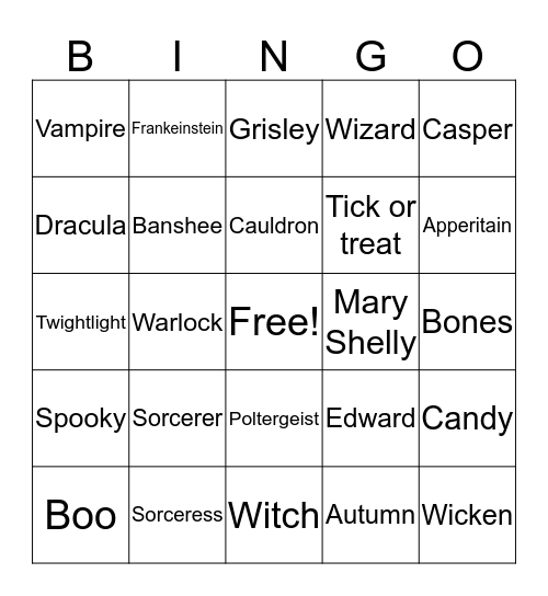 Halloween-Aja Briggs Bingo Card