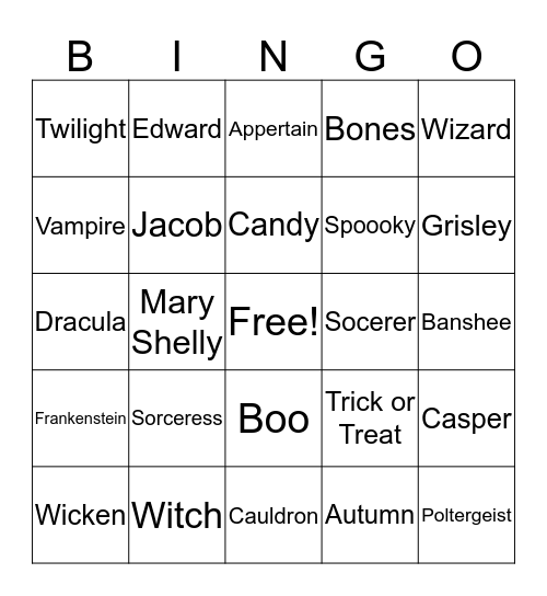 Halloween - Gray Walker Bingo Card