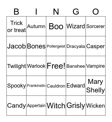 Halloween-Abbie Kate Bingo Card