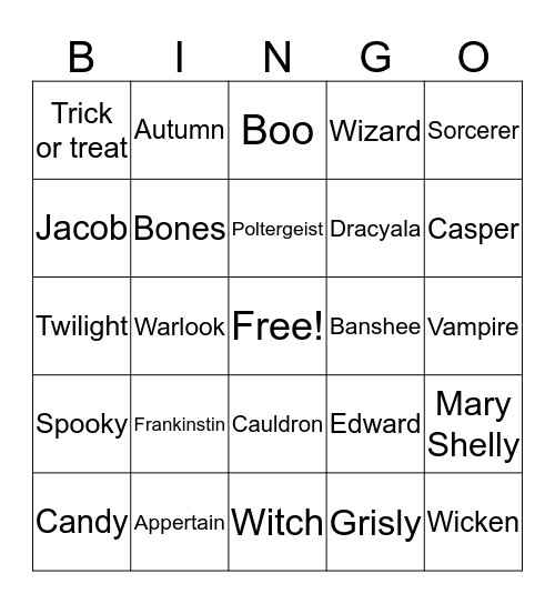 Halloween-Abbie Kate Bingo Card