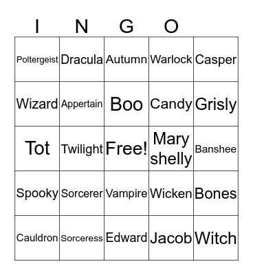 Halloween carter Bingo Card