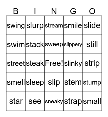 /s/ bingo Card