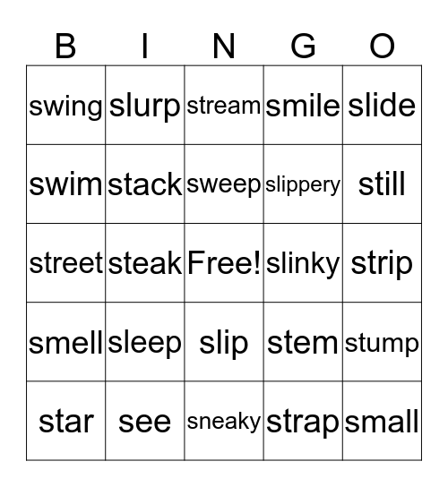 /s/ bingo Card