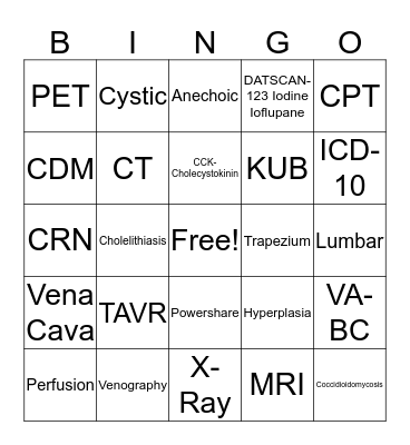 Rad Tech Week Bingo 2017 Bingo Card
