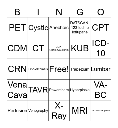 Rad Tech Week Bingo 2017 Bingo Card