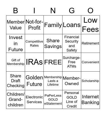 RETIREE Bingo Card