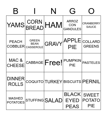 Thanksgiving Bingo Card