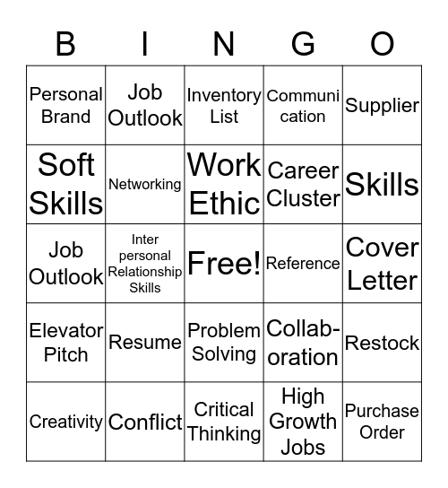 Career Success Bingo Card