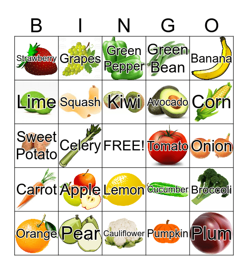 Fruits & Veggies! Bingo Card