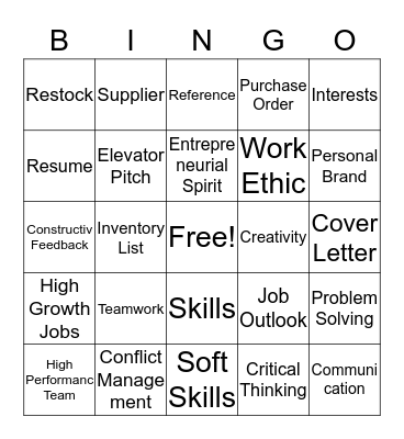 Career Success Bingo Card