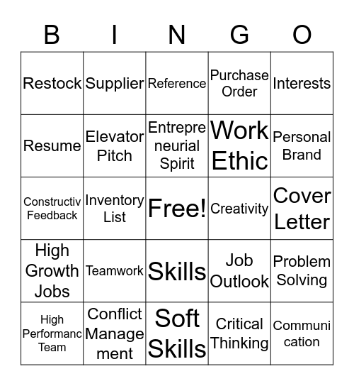 Career Success Bingo Card