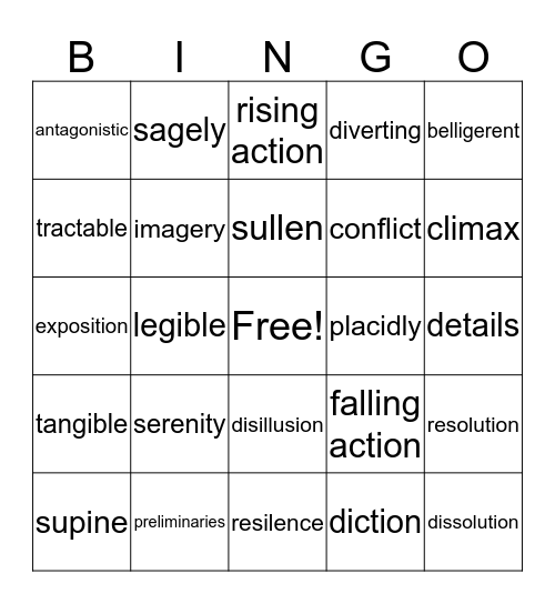 Unit 5 Vocabulary Bingo Card