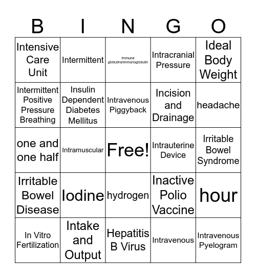 I Abbreviations  Bingo Card