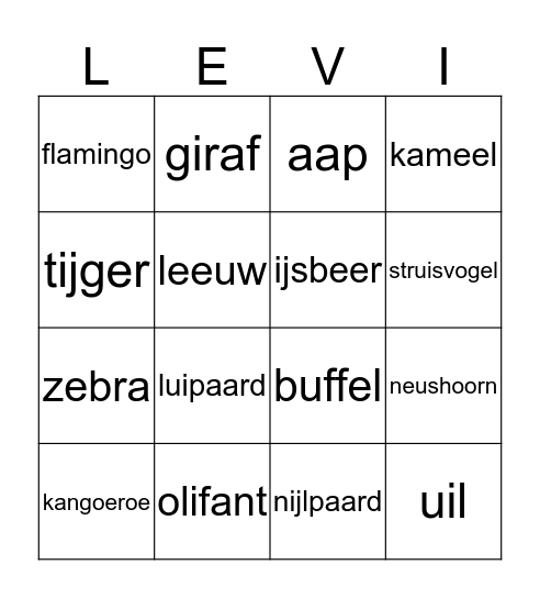 dierenbingo! Bingo Card