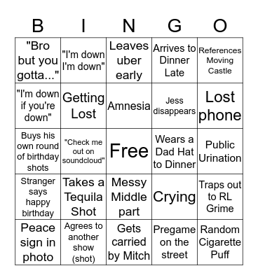 Andy Bingo Card