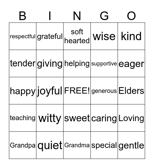 WISDOM OF THE ELDERS Bingo Card