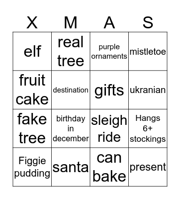 XMAS BINGO Card