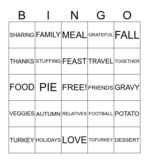 FALL Bingo Card