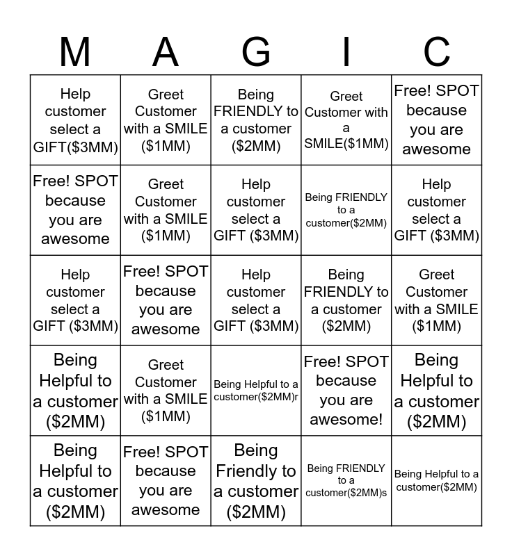 SUPPORT HOLIDAY MAGIC Bingo Card