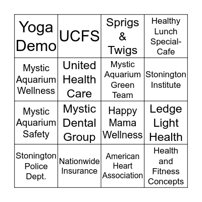 Health and Wellness Fair Bingo Card