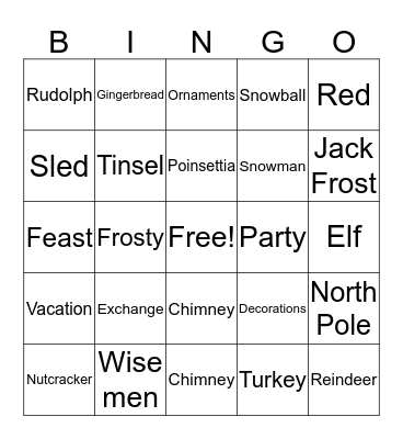 Christmas Bingo Card