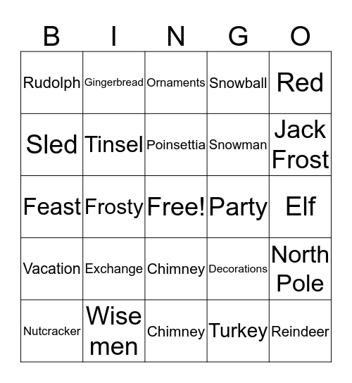Christmas Bingo Card