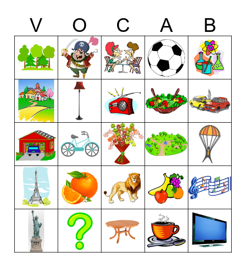 Le vocabulaire français Bingo Card