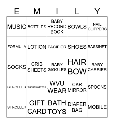 Baby Gift Bingo! Bingo Card