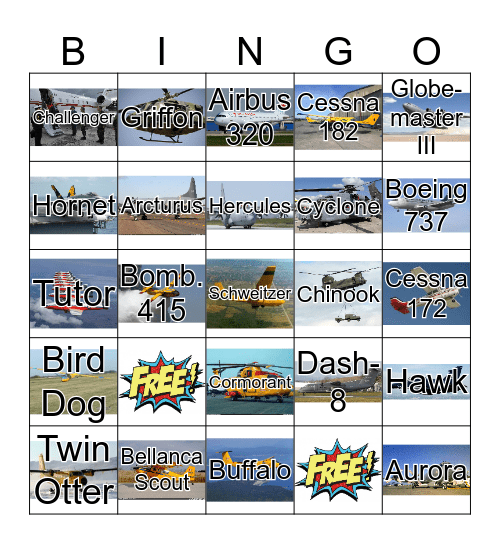 Identifying Aircraft Bingo Card