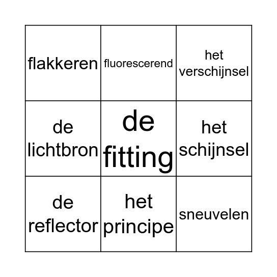 les 1 licht Bingo Card