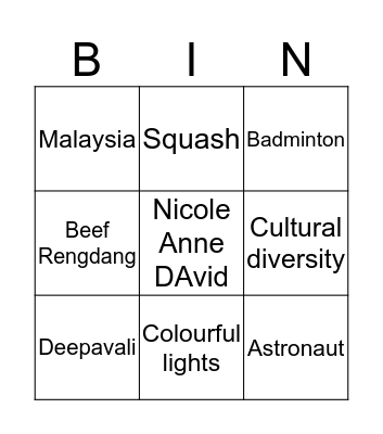 Rosalie Bingo Card
